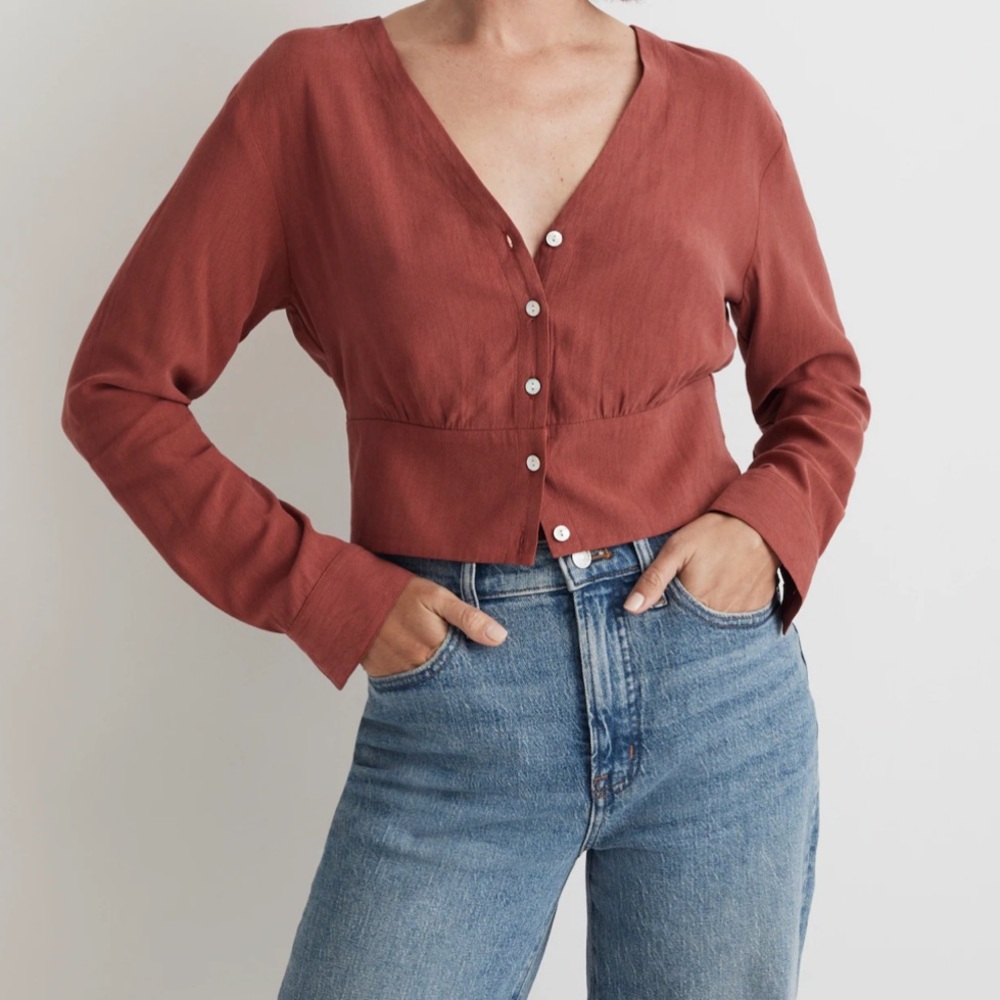 Madewell V-Neck Button-Front Shirt